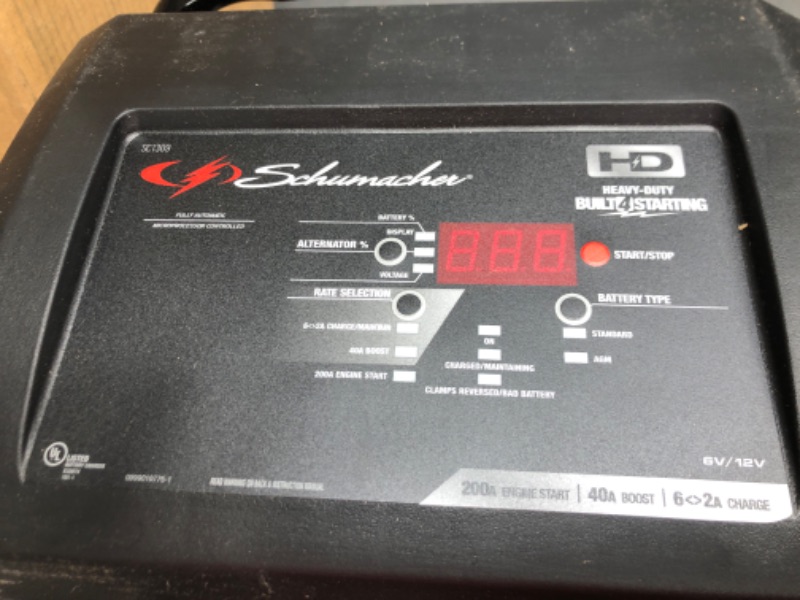 Photo 2 of Schumacher SC1353 Battery Charger with Engine Starter, Boost, and Maintainer - 200 Amp/40 Amp, 12V - for Cars, Trucks, SUVs, RV Batteries
