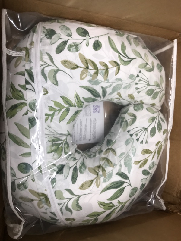 Photo 2 of Boppy Original Support Nursing Pillow, Green Foliage, Ergonomic Breastfeeding, Bottle Feeding, and Bonding, Firm Hypoallergenic Fiber Fill, Removable Cover, Machine Washable