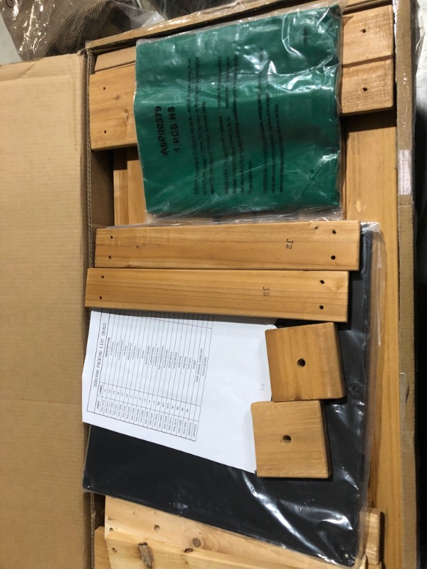 Photo 1 of **INCOMPLETE SET MISSING SLIDE AND SWINGS AT LEASTBackyard Discovery Buckley Hill Wooden Swing Set, Made for Small Yards and Younger Children, Two Belt Swings, Covered Mesh Fort with Canopy, Rock Climber Wall, 6 ft Slide Green