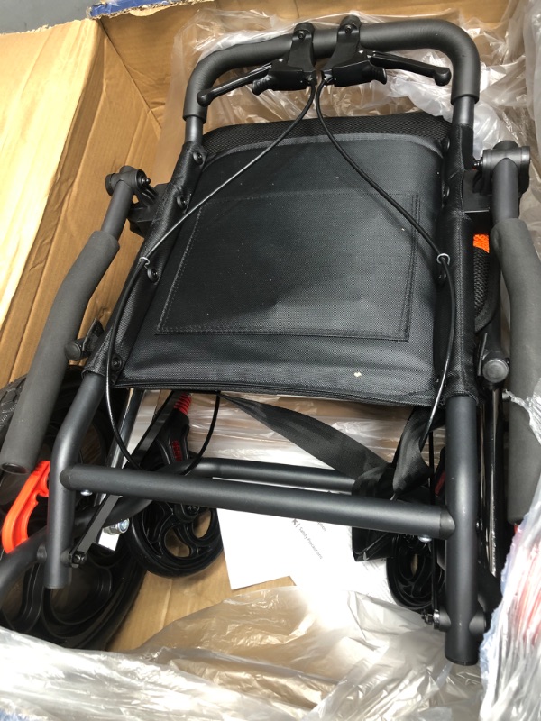 Photo 2 of Transport Wheelchairs, Silla De Ruedas, Portable Folding Wheel Chair Ultra-Light Boarding Travel Compact Wheelchair Trolleys with Handbrake for The Elderly and Children Kids (Color : Orange)