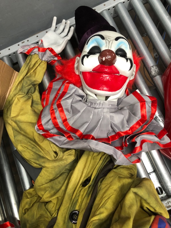Photo 2 of 
Photo for Reference Only***Haunted Hill Farm Motion-Activated Startling Arms Clown by Tekky, Talking Scare Prop Animatronic for Indoor or Covered Outdoor Creepy Halloween Decoration,...
Color:78" Startling Arms Clown