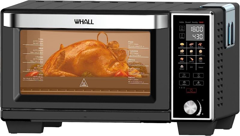 Photo 1 of 
WHALL Toaster Oven Air Fryer, XL Large 30-Quart Smart Oven,11-in-1 Toaster Oven Countertop with Steam Function,12-inch Pizza,Stainless Steel /1700W/R
Color:black
