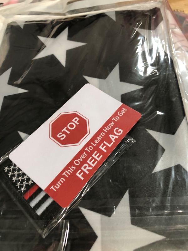 Photo 2 of 2 PACK***Eugenys Thin Red Line American Flag 3 x 5 Ft. - Free Firefighter Flag Patch Included - Quality Polyester, Vivid Colors, Durable Brass Grommets - Black White Red American US Honoring Firefighter Flag