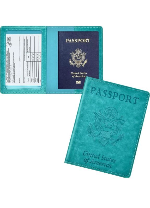 Photo 1 of 3 PACK***Doulove Passport and Vaccine Card Holder Combo, Upgrade Passport Holder with Vaccine Card Slot, Pu Leather Passport Cover for Women Men Teal