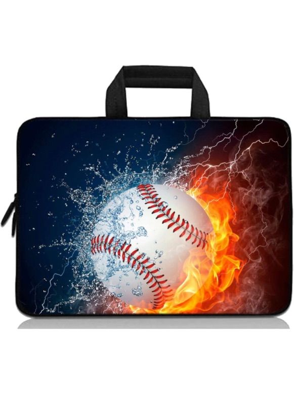 Photo 1 of 11" 11.6" 12" 12.1" 12.5" inch Laptop Carrying Bag Chromebook Case Notebook Ultrabook Bag Tablet Cover Neoprene Fit Samsung Google Acer HP DELL Lenovo Asus (11 11.6 12.1 12.2 inch, Baseball Fire)