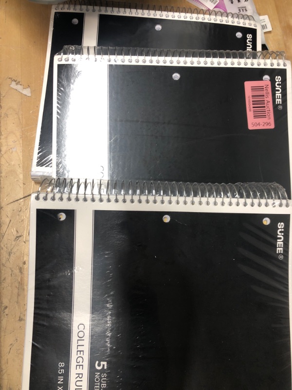 Photo 1 of 3 NOTEBOOKS 
SUNEE Color Will Vary 5 Subject Notebook College Ruled - 200 Sheets, 8.5"x11", 4 Pocket Dividers, 3-Hole Punched Paper