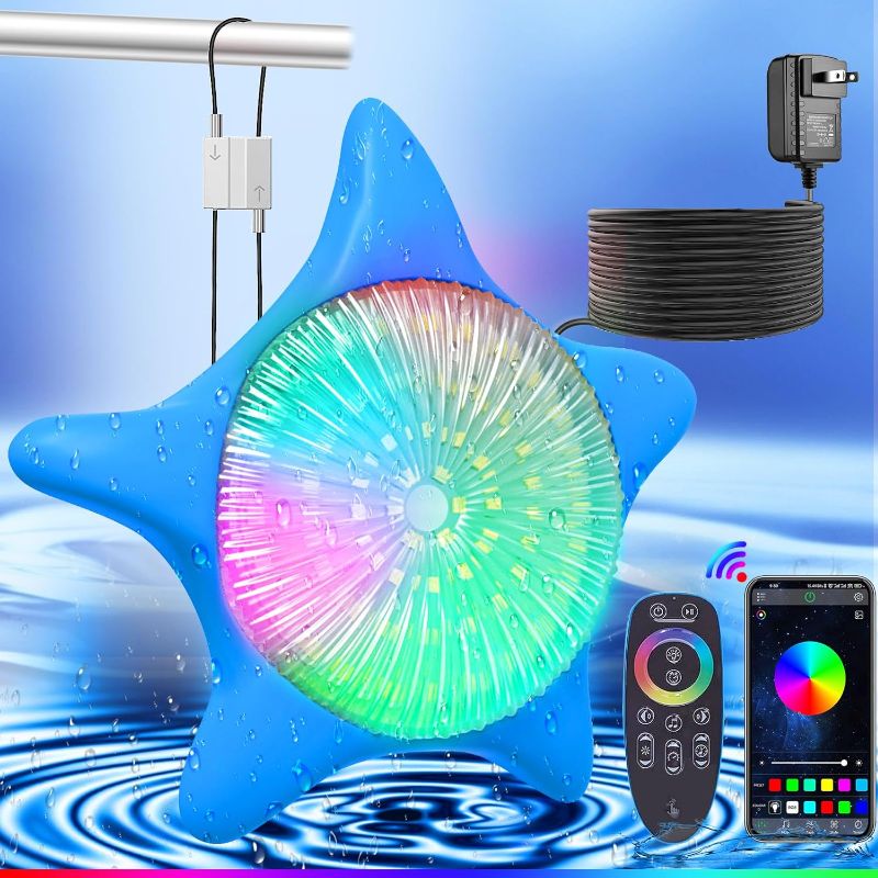 Photo 1 of (2023 Upgraded) LED Pool Lights 15W -Smart APP and Remote Control, RGB Dimmable Above Ground Pool Lights with Music Sync and Timer Function, IP68 Waterproof Swimming Pool Light
