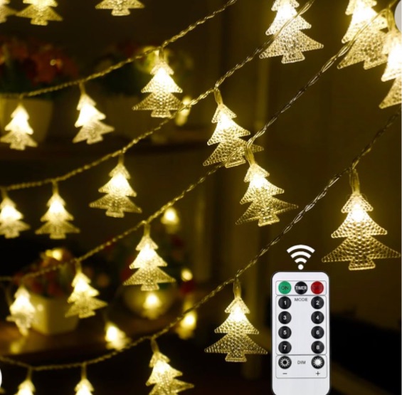 Photo 1 of  Christmas Lights Battery Operated Christmas Decorations, 50 LED Waterproof Christmas Tree Lights with Remote for Garden Party Patio Yard Home Indoor Outdoor Christmas Decor in Warm White