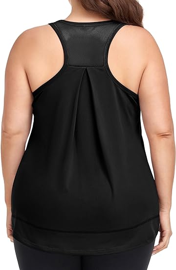 Photo 1 of COOTRY Plus Size Workout Tops for Women Racerback Tank Tops Athletic Gym Yoga Clothes Loose fit
