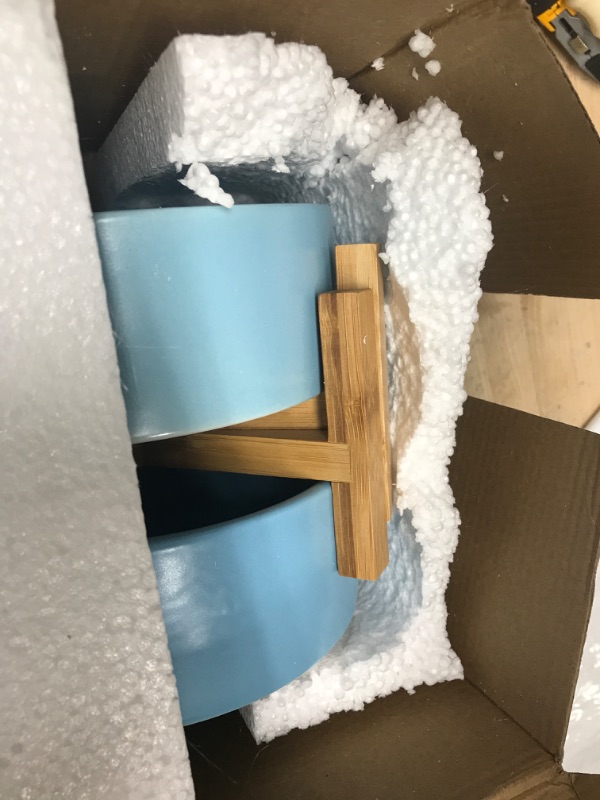Photo 1 of 2 blue ceramic dog bowls