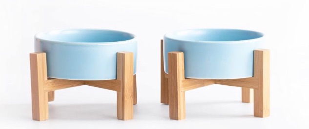 Photo 1 of 2 blue ceramic dog bowls