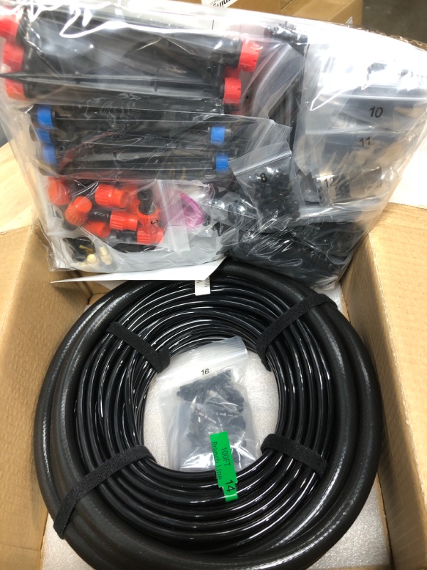 Photo 2 of Drip Irrigation Kit, MUCIAKIE 116FT Irrigation System, Irrigation trubing Watering System Plant Watering Devices Adjustable Nozzle Emitters Sprinkler Barbed Fittings