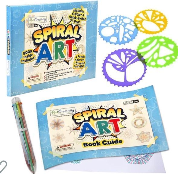 Photo 1 of ArtCreativity Spiral Drawing Art Set for Kids - 7 Piece Kit - Includes 6-in-1 Color Pen, Drawing Templates and Sketching Pad - Unique Arts and Craft Supplies - Great Gift for Boys and Girls