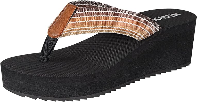 Photo 1 of NEWXIA Womens Wedge Flip Flops Cushion Platform Thong Sandals Non Slip Rubber Sole