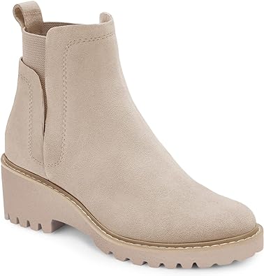 Photo 1 of Trish Lucia Womens Platform Lug Sole Chelsea Boots Ankle High Chunky Block Heel Non-Slip Suede Leather Slip on Combat Fashion Booties size 9