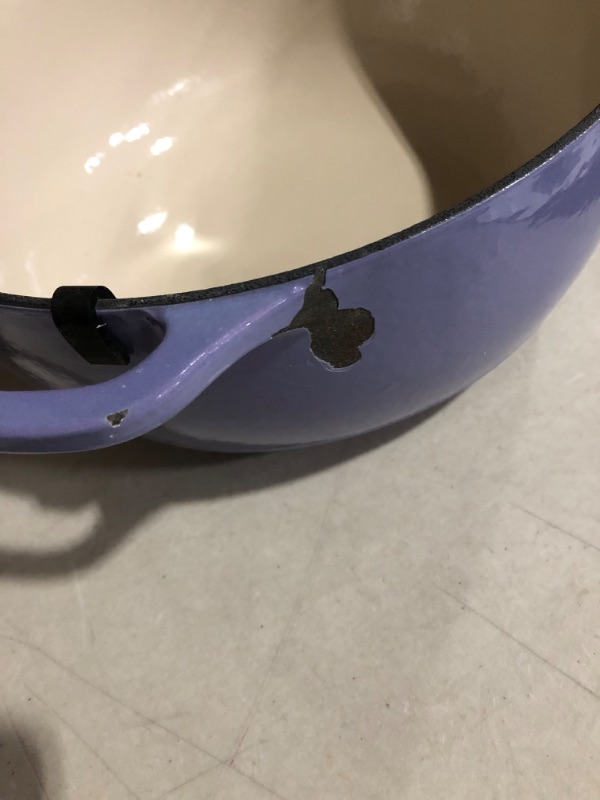 Photo 6 of **NONREFUNDABLE**DAMAGE* **SEE NOTES**
LODGE Enameled Cast Iron Covered Dutch Oven, 6-Quart, Purple