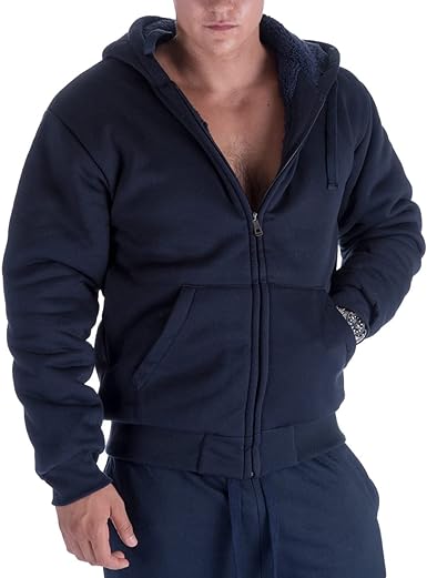 Photo 1 of NAVY MEDIUM Gary Com Heavyweight Sherpa Hoodies for Men, Thick Fleece Lined Full Zip Up Winter Warm Sweatshirts Work Jackets
