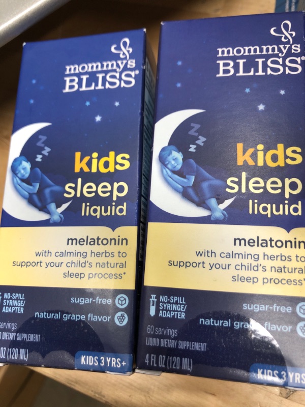 Photo 2 of * SET OF 2* Mommy's Bliss Kids Sleep Liquid with Melatonin & Calming Herbs: Supports The Natural Sleep Process for Kids 3 Years & Up, Natural Grape Flavor, Sugar Free, 4 Fl Oz (60 Servings) EXP 08/25