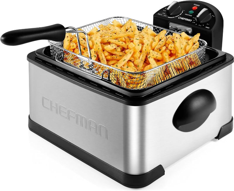 Photo 1 of (DENT ON CORNER) Chefman Jumbo Size Deep Fryer with Temperature Control XL 4.5 QT Capacity 