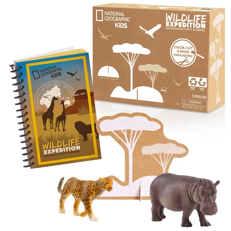 Photo 1 of *NEW, SEALED* National Geographic Kids Activity Journal Set With Realistic Animal Toy Figures, Level 1 Reading Fact Book, QR Code to More Animal Facts, Packaging is Recycled Material, Amazon Exclusive, by Just Play