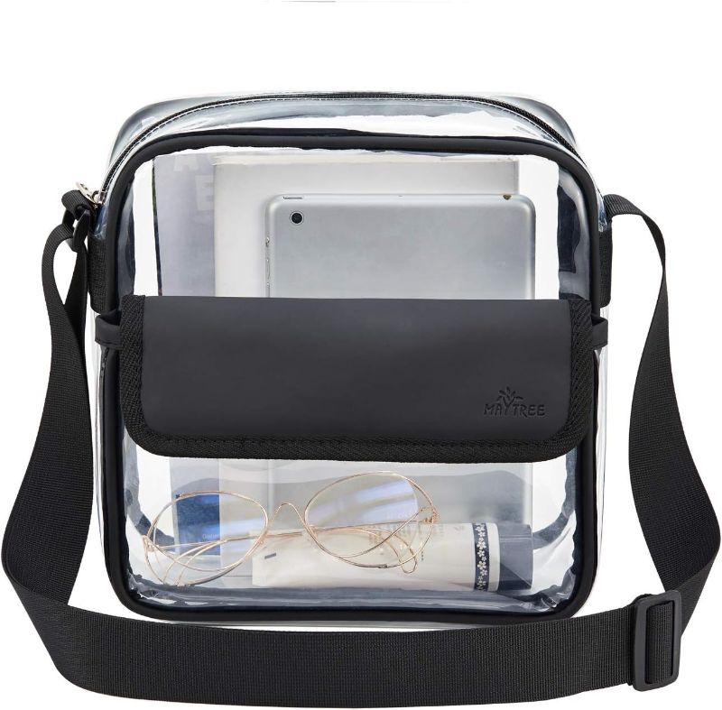 Photo 1 of 2 PACK Clear Messenger Bag Cross Body Stadium Approved Transparent Bag See Through Gym Zippered Tote Bag for Concerts Work Sports