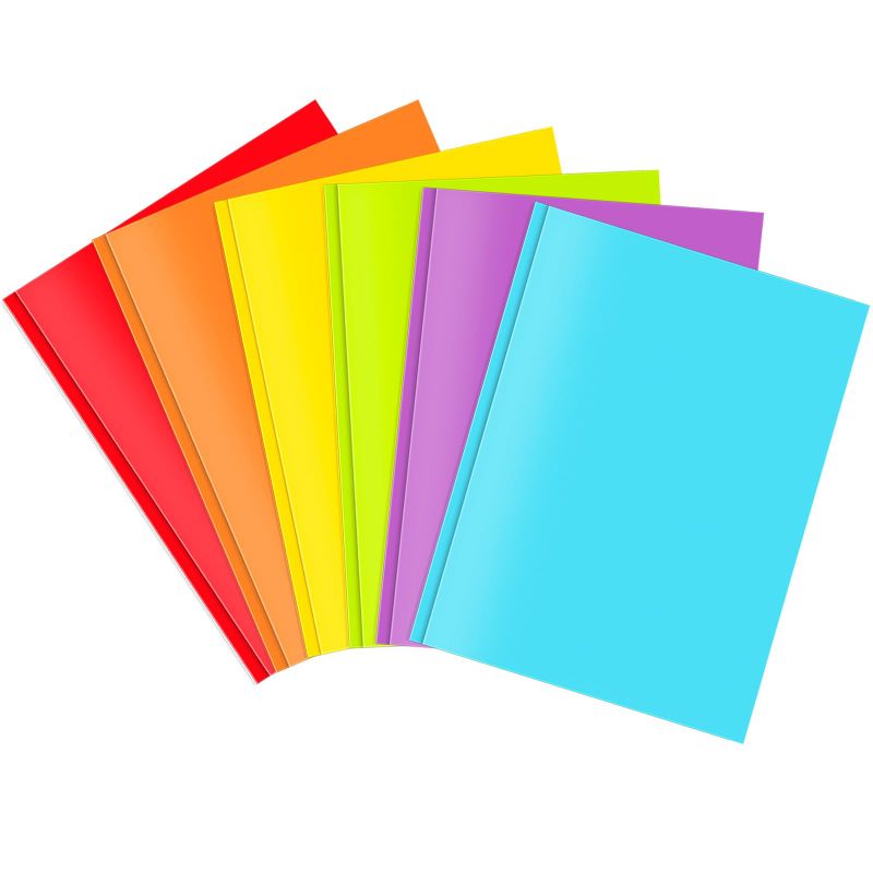 Photo 1 of 2 PACK(12 PIECES TOTAL)JISUSU Heavy Duty Plastic Folders with Pockets and Prongs-6Pack?2 Pocket Plastic Folder with Brads, 6 Assorted Colors 3 Prong Pocket Folders with Business Card Slot, Perfect for School, Home, Office 6 pcs Blue?purple,orange ,Red ,Ye