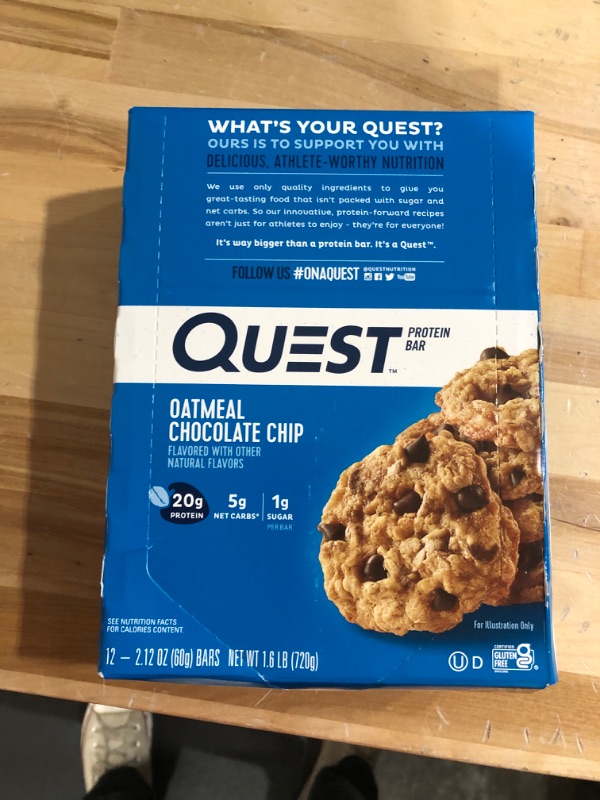 Photo 2 of BEST BY FEB 9 , 2024 -- Quest Nutrition Oatmeal Chocolate Chip Protein Bar, High Protein, Low Carb, Gluten Free, Keto Friendly, 12 Count 12 Count S'mores