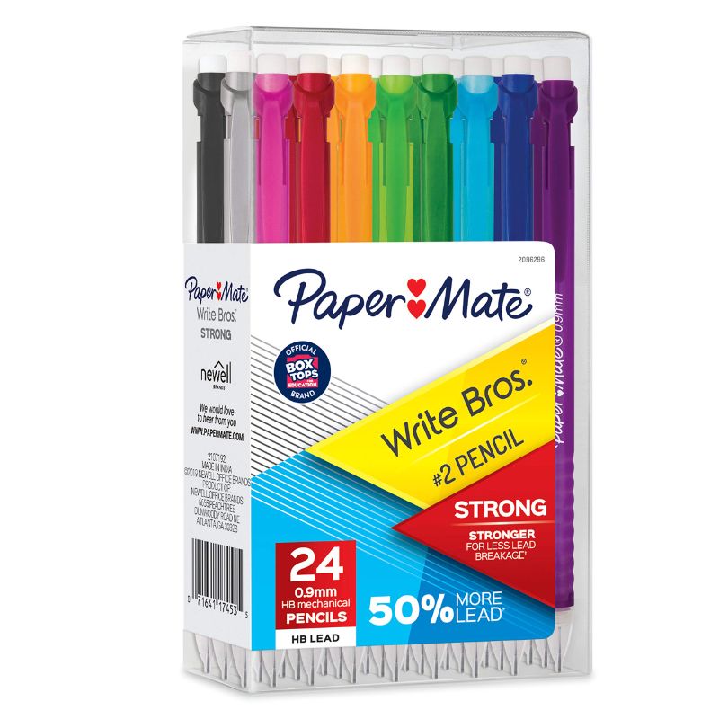 Photo 1 of 2 pack --Paper Mate Mechanical Pencils, Write Bros. Strong #2 Pencil for Less Lead Breakage, 0.9mm, 24 Count 0.9MM Pencils