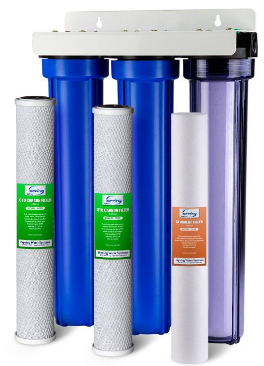 Photo 1 of  iSpring WCB32C 3-Stage Whole House Water Filtration System w/ 20” x 2.5” Oversized Fine Sediment and Carbon Block Filters