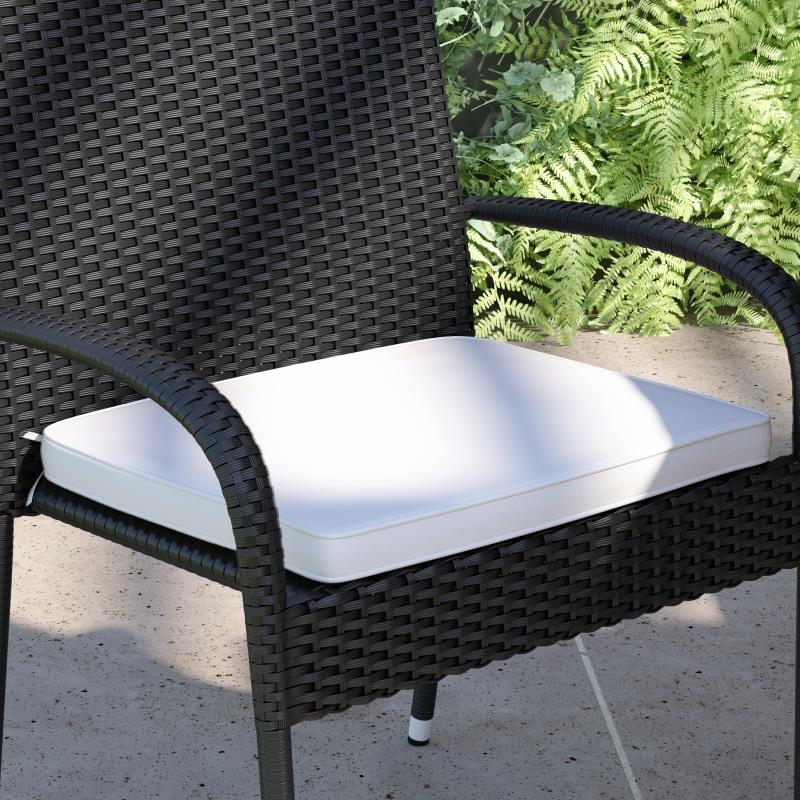 Photo 1 of 2 Indoor/Outdoor Cream Patio Chair Cushion with Ties
