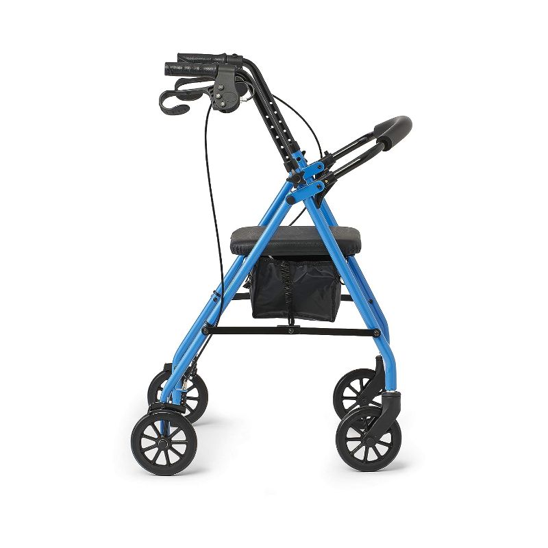 Photo 1 of 
Medline MDS86840EBS Mobility Lightweight Folding Steel Rollator Walker with 6" Wheels, Adjustable Seat and Arms, Light Blue
Style:Walker
