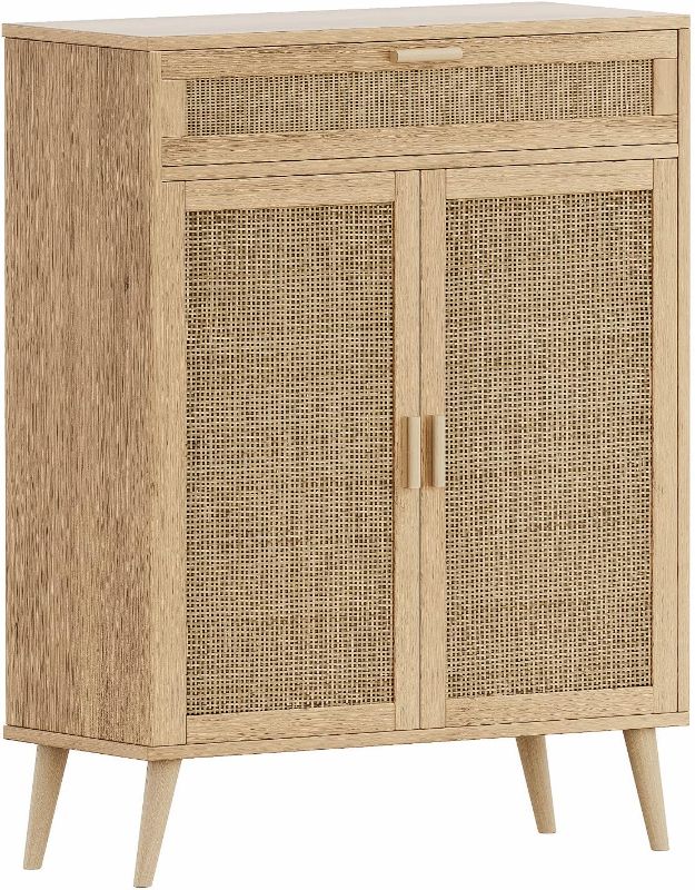 Photo 1 of 
Rovaurx Accent Floor Storage Cabinet with Rattan Doors, Bathroom Cabinet with Large Drawer, Freestanding Storage Cabinet Organizer, Natural BMGZ107M
Size:1 PACK
Color:Natural