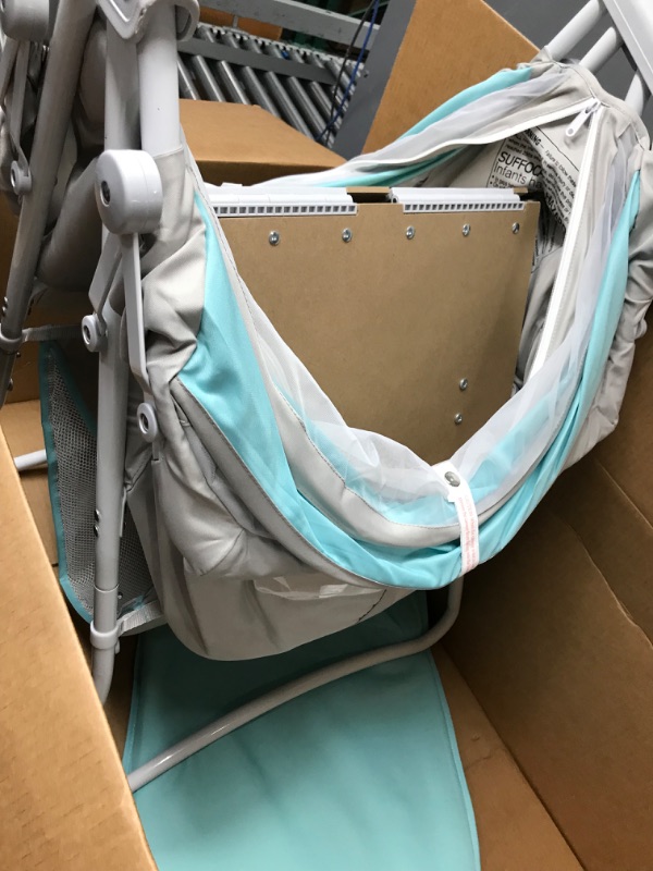 Photo 2 of 
Dream On Me Karley Bassinet in Blue & Grey, Lightweight Portable Baby Bassinet, Quick Fold and Easy to Carry , Adjustable Double Canopy, Indoor and...
Color:Blue/Grey