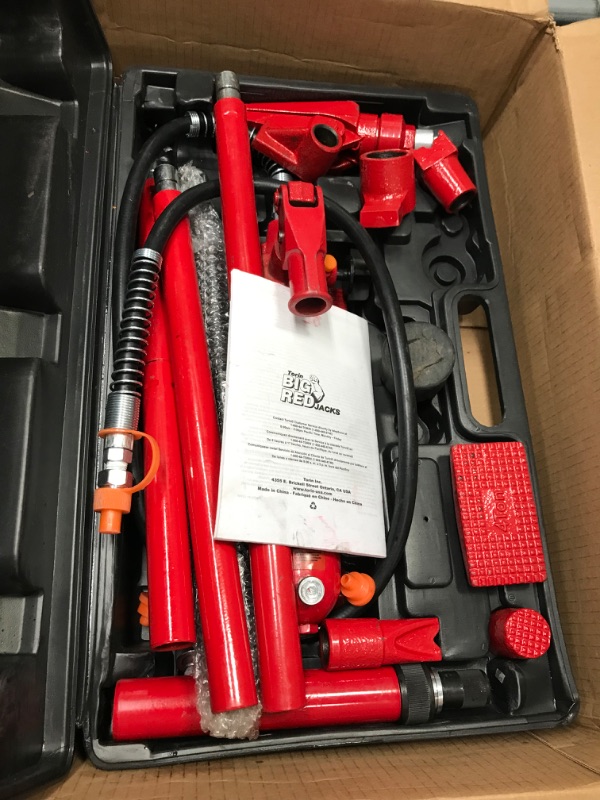 Photo 2 of BIG RED T70401S Torin Portable Hydraulic Ram: Auto Body Frame Repair Kit with Blow Mold Carrying Storage Case, 4 Ton (8,000 lb) Capacity, Red