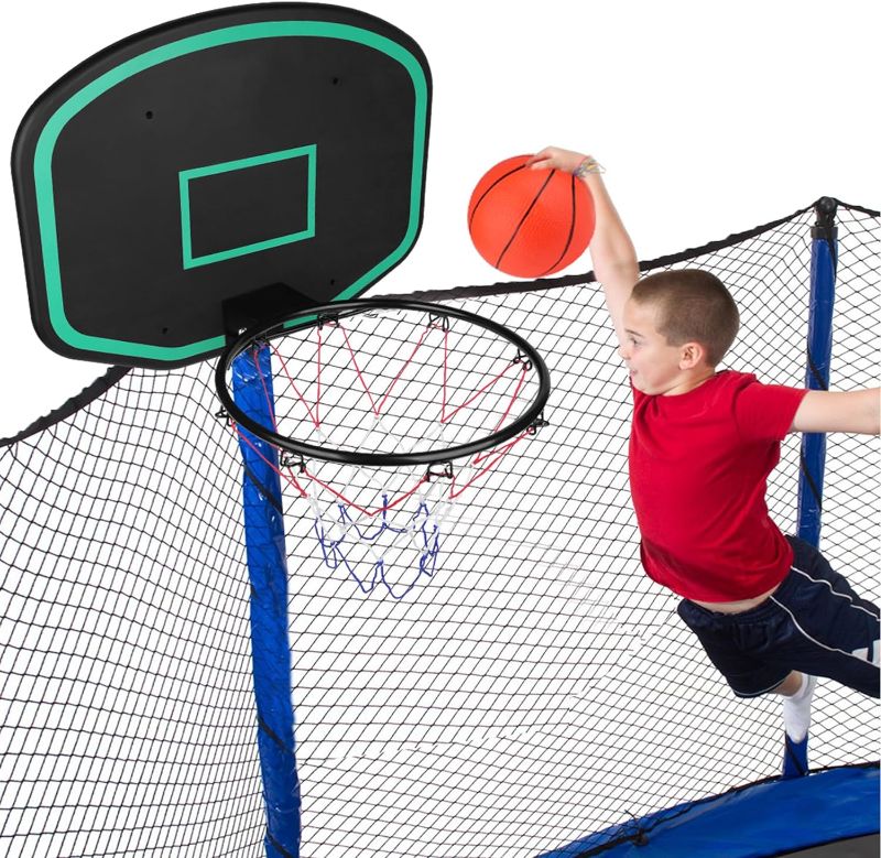 Photo 1 of 
Trampoline Basketball Hoop, Basketball Hoop for 8FT 10FT 12FT 14FT 15FT Trampoline, with Pump and 2 Mini Basketball, Easy to Install, Indoor and Outdoor Use
Color:Green
Style:For Straight Pole Trampolin