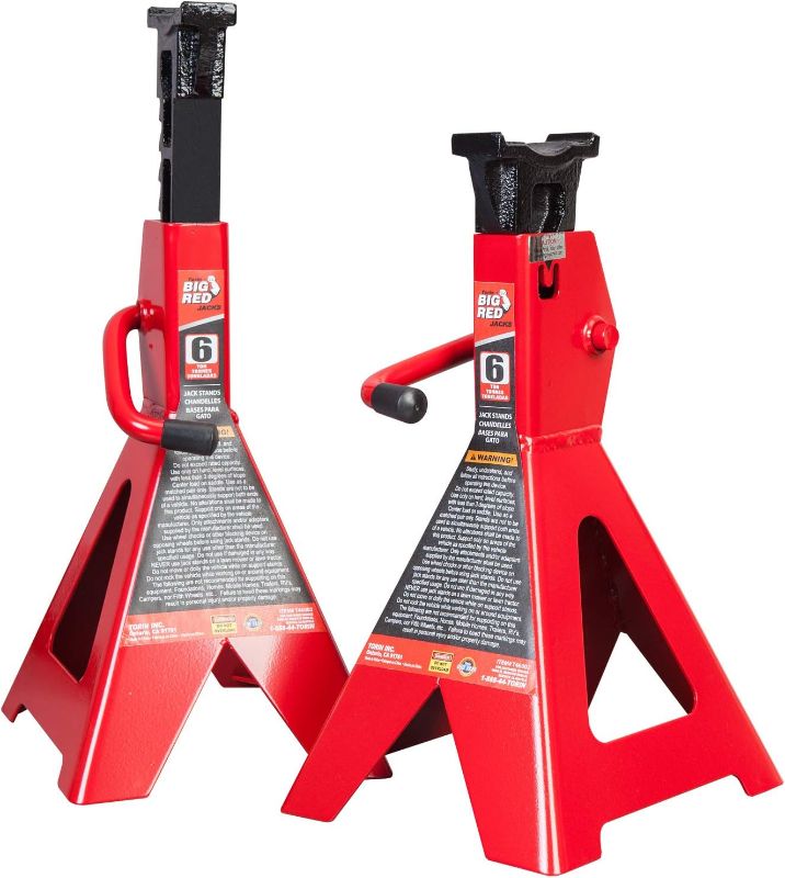 Photo 1 of 
BIG RED T46202 Torin Steel Jack Stands: 6 Ton (12,000 lb) Capacity, Red, 1 Pair
Style:1 Pair
Size:6 Ton
Color:Red