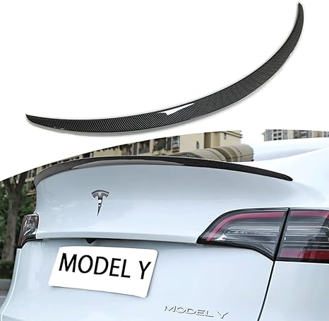 Photo 1 of AOSKonology for Tesla Model Y Rear Spoiler Wings ABS for 2020-2023 Tesla Model Y Rear Trunk Spoiler Lip Tail Wing Rear Trunk Lid (OEM Spoiler, Carbon Fiber)