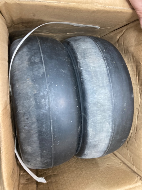 Photo 1 of MaxAuto 2Pcs 11x4.00-5 Lawn Mower Tire on Wheel, 3/4" or 5/8" 1/2" Bushings, 3" Centered Hub - Hub Length 3"-5", Smooth Tread Tire for Zero Turn Mowers, Flat Free Tire, Universal Fit