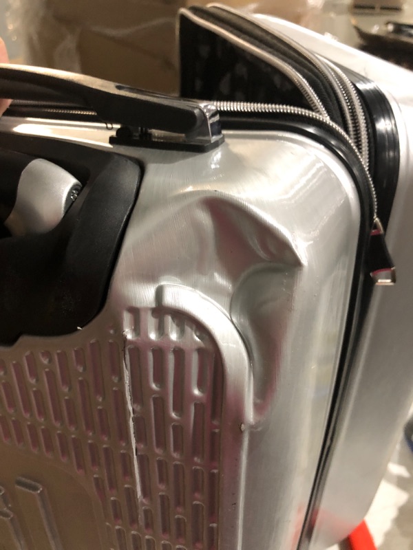 Photo 4 of *USED* MINOR DENTAND CRACKED*FUL Star Wars Darth Vader 25 Inch Rolling Luggage, Embossed Hardshell Suitcase with Wheels, Silver 25 Inch Silver