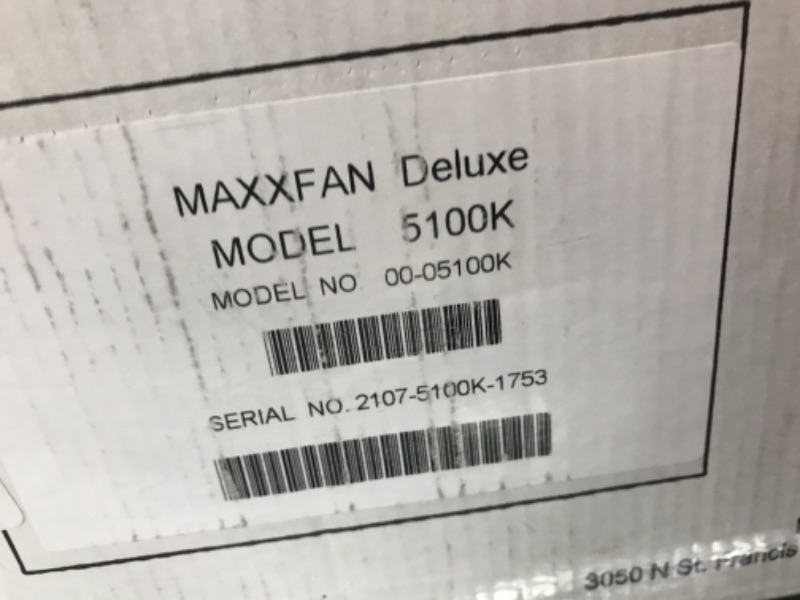 Photo 1 of Maxxair 00-05100K MaxxFan Ventillation Fan with White Lid and Manual Opening Keypad Control