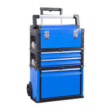 Photo 1 of BIG RED TRJF-C305ABD Torin Garage Workshop Organizer: Portable Steel and Plastic Stackable Rolling Upright Trolley Tool Box with 3 Drawers, blue