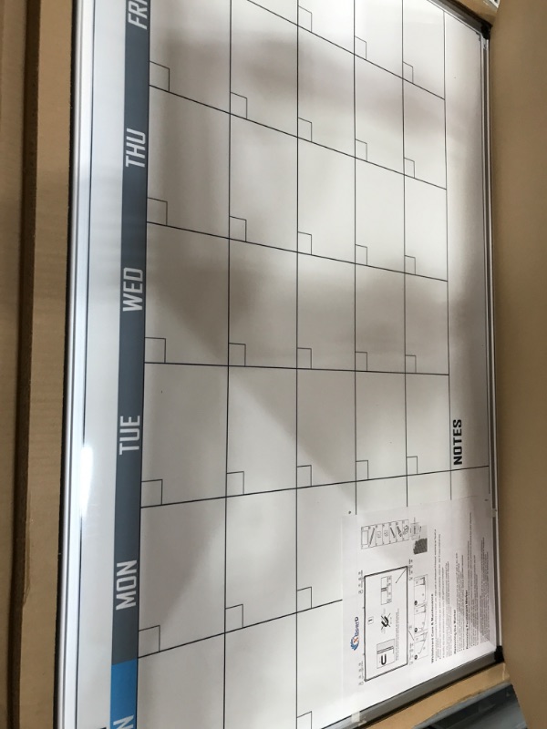 Photo 2 of XBoard Dry Erase Calendar Whiteboard 36" x 24" - Double Sided Magnetic Monthly Calendar Dry Erase Board, White Board + Colorful Calendar Board, Framed Monthly Planning Board Silver Aluminium Frame 36" x 24" Calendar