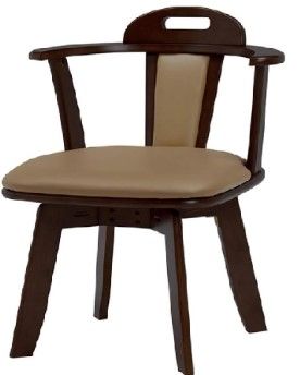 Photo 1 of *ONLY ONE CHAIR* Hagiwara KC-7585DBR Dining Chair, Dark Brown, Rotating Seat Armrests, Natural Wood
