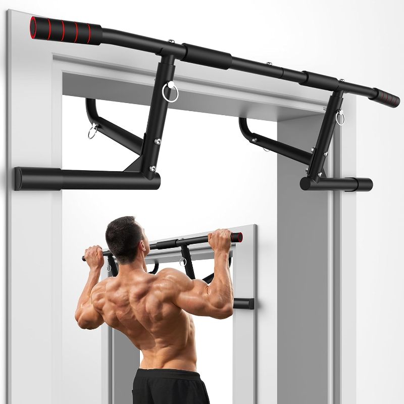 Photo 1 of *SEE NOTES* ONETWOFIT Pull Up Bar for Doorway, 440 lbs Heavy Duty Adjustable Portable Upper Body Fitness Workout Bar for Home Gyms, Multi-Grip Strength Wall Mounted Door Frame Chin-Up Bar for Most Doors
