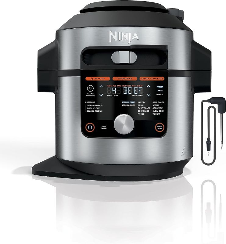 Photo 1 of ***SEE NOTES***Ninja OL701 Foodi 14-in-1 SMART XL 8 Qt. Pressure Cooker Steam Fryer with SmartLid & Thermometer + Auto-Steam Release, that Air Fries, Proofs & More, 3-Layer Capacity, 5 Qt. Crisp Basket, Silver/Black