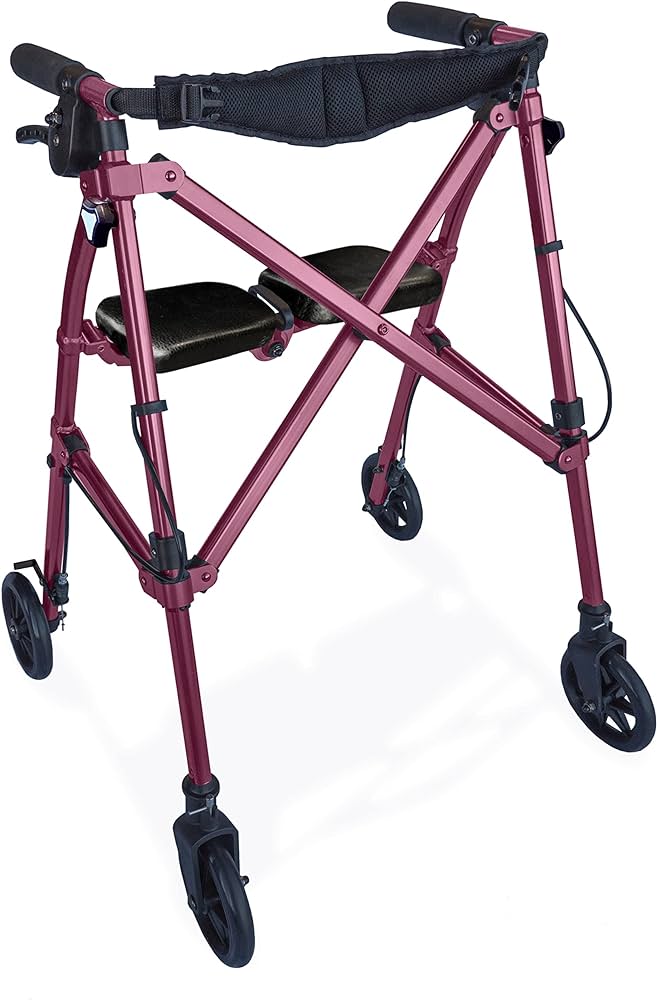 Photo 1 of ***Parts Only***Able Life Space Saver Rollator, Lightweight Folding Mobility Rolling Walker for Seniors and Adults, 6-inch Wheels, Locking Brakes, and Padded Seat with Backrest, Regal Rose