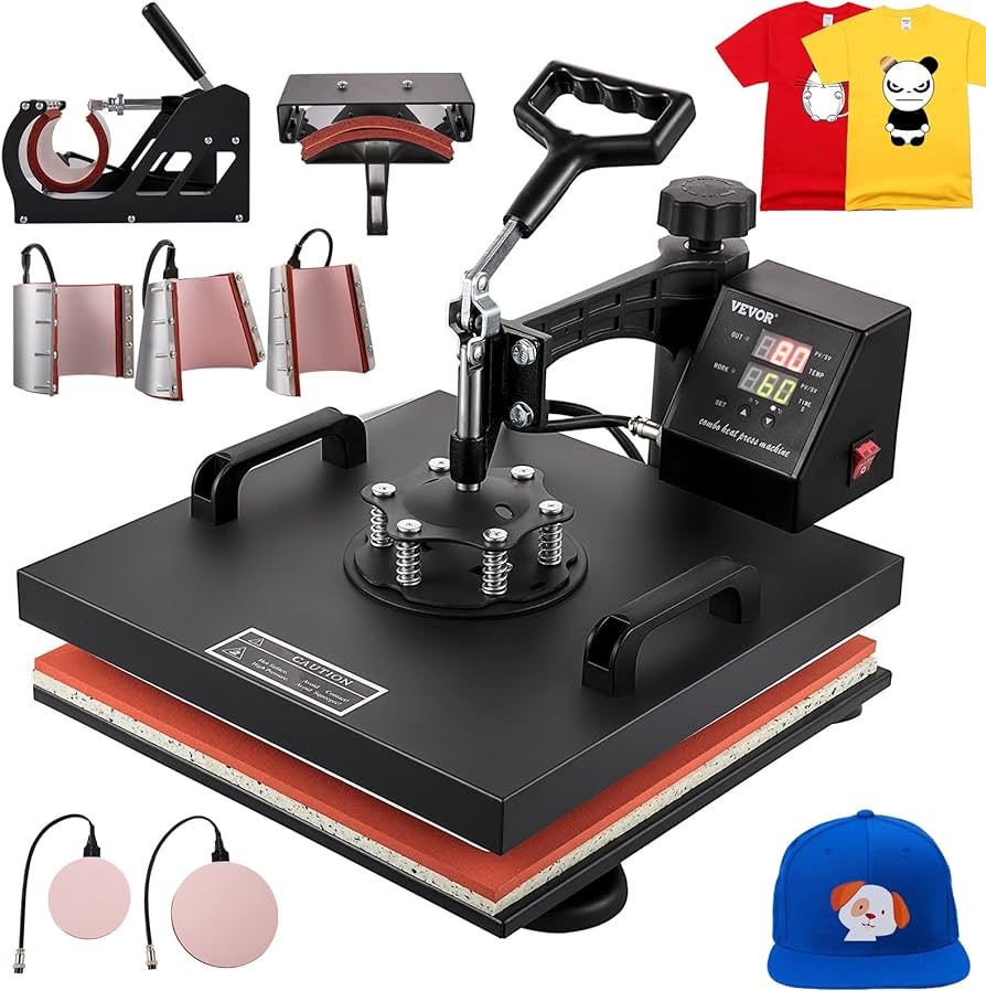 Photo 1 of ***SEE NOTE*** VEVOR Heat Press 15x15 Inch 8 in 1 Heat Press Machine Digital Multifunctional Sublimation Heat Transfer Machine Dual LED Display 360 Degree Rotation Swing Away for Printing T Shirts Hat Mug Cap Plate