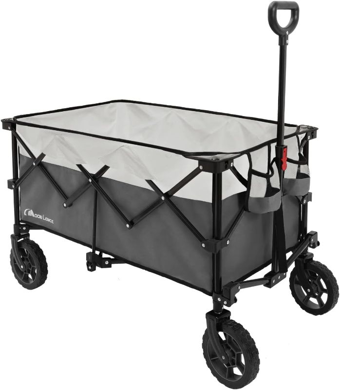 Photo 1 of 
Moon Lence Collapsible Folding Wagon Cart Heavy Duty Folding Garden Portable Hand Cart with All-Terrain Beach Wheels, Adjustable Handle & Drink Holders...
Color:Grey-1