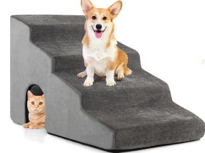 Photo 1 of 22 Inches and 11 Inches Foam Pet Stairs Set with 5-Tier and 3-Tier Dog Ramps