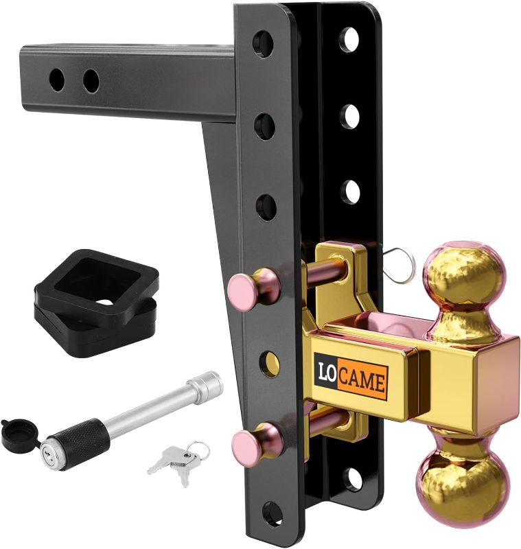 Photo 1 of 
LOCAME Adjustable Trailer Hitch, Fits 2-Inch Receiver, 8-Inch Drop/Rise Drop Hitch,18,000 LBS GTW-Tow Hitch for Heavy Duty Truck with Double Pins, Solid...
Size:9 Inch Drop Hitch